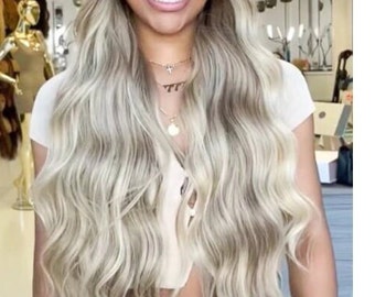 40" Custom Made-Blonde Wavy Human Hair Wavy Wig | Lace Front Wig | Long Curly Lace Wig | BRAND NEW 100% Human Hair