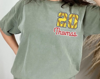 Personalized Softball T-Shirt - Custom Name & Number Shirt - Softball Mom Tee - Baseball Team Shirt - Game Day Outfit - Sports Fan Gift