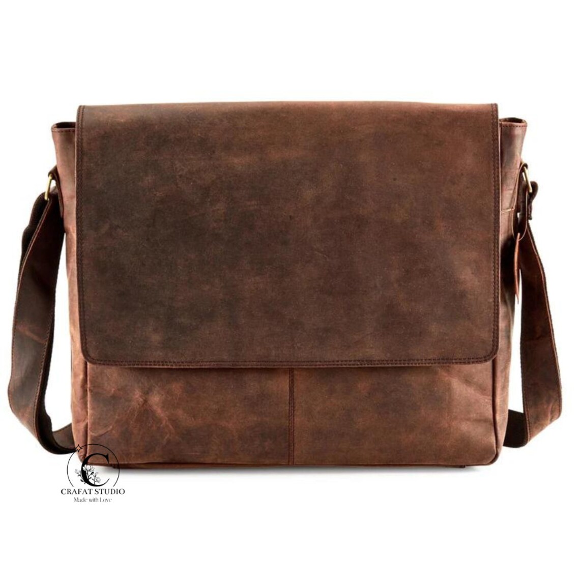 Genuine Buffalo Leather Messenger Bag College Bag Laptop Bag Etsy