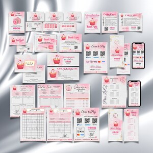 Cake Business MODERN EDITABLE Branding Kit Business Printable Loyalty Thank you Gift Card Snap Share Care Card Order Price Invoice Form
