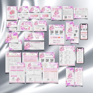 Cake Business MODERN EDITABLE Branding Kit Business Printable Loyalty Thank you Gift Card Snap Share Care Card Order Price Invoice Form