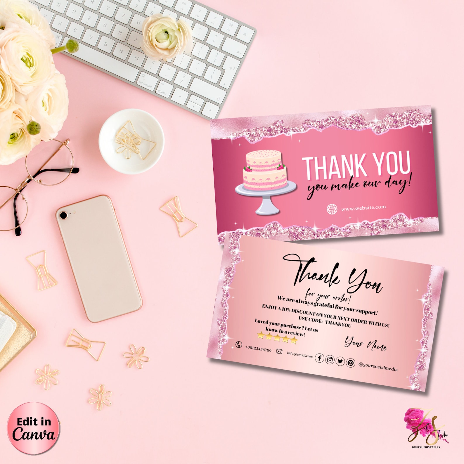 MODERN Creative Bakery Business Card Template Custom Cake DIY Business