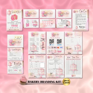CAKE Business MODERN EDITABLE Branding Kit Business Printable Thank you Gift Card Snap Share Care Card Order Track Invoice Forms Templates