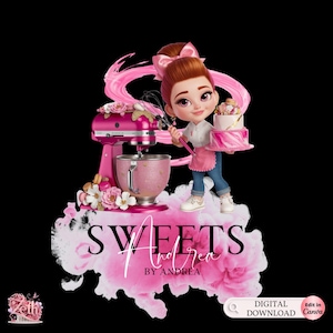 Chibi Girl Bakery logo, Baking logo, Stylish Custom Bakery/Pastry/Cake Logo, Cupcake Logo, Modern & Professional Digital Logo for Bakeshops