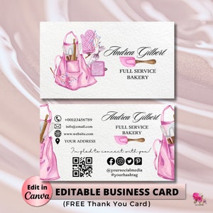 MODERN Creative Pink Watercolor Bakery Business Card Template DIY Business Card Editable Printable Business Card Design Cake Business Card