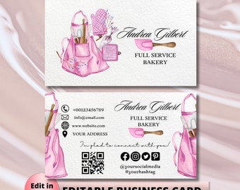 MODERN Creative Pink Watercolor Bakery Business Card Template DIY Business Card Editable Printable Business Card Design Cake Business Card