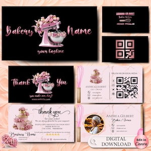 MODERN Pink Bakery Business Card Template DIY Custom Cake Business Card Editable Printable  Business Card Design Wedding Cake Business Card