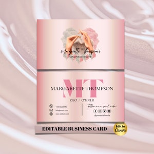 Crochet Modern Editable Business Card Template, Business Card, DIY Business Card Crochet Feminine Card Canva Template Add your Logo