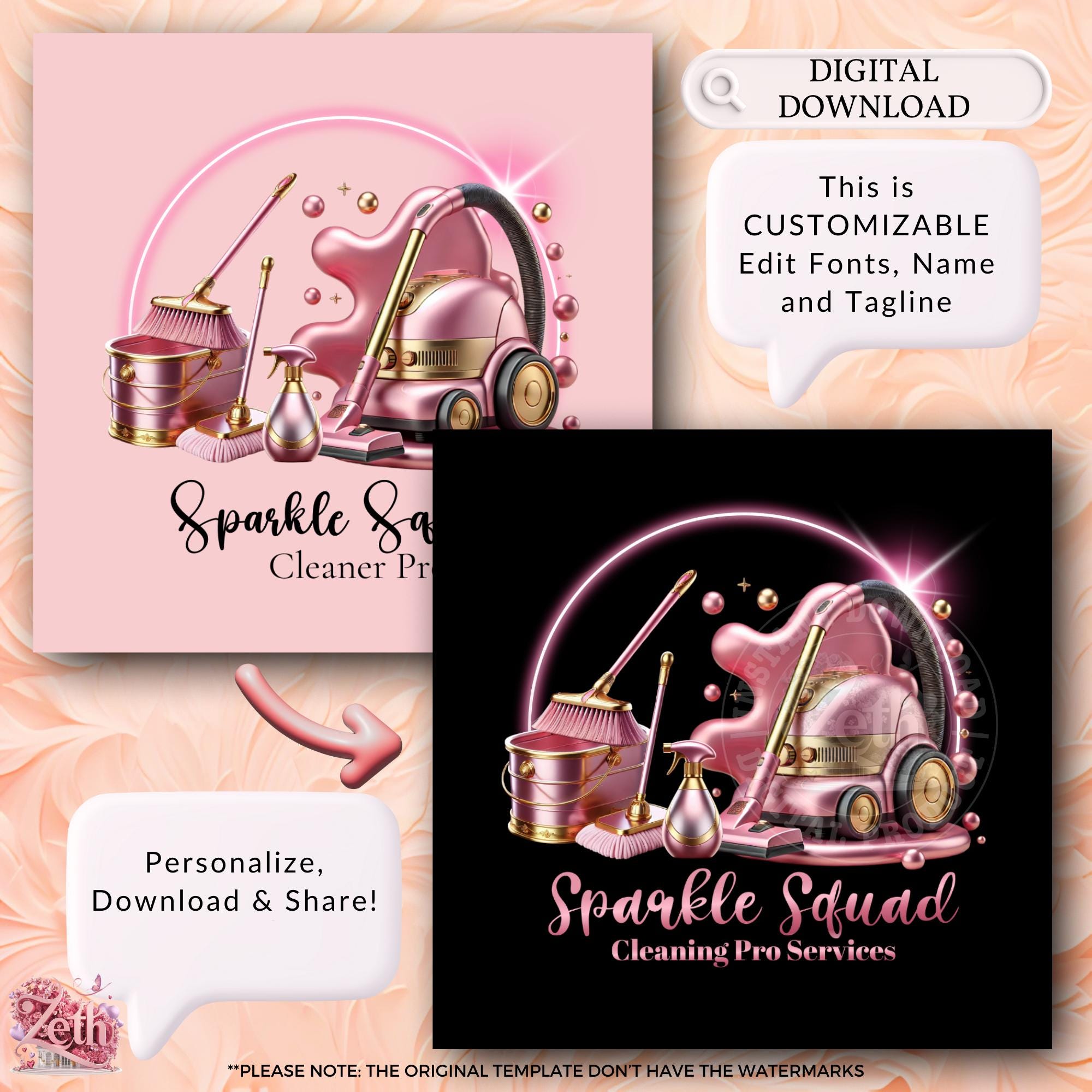 Pink Clean Sign Cleaning Logo, Cleaning Service Logo, Cleaning Business Logo. Cleaning ...