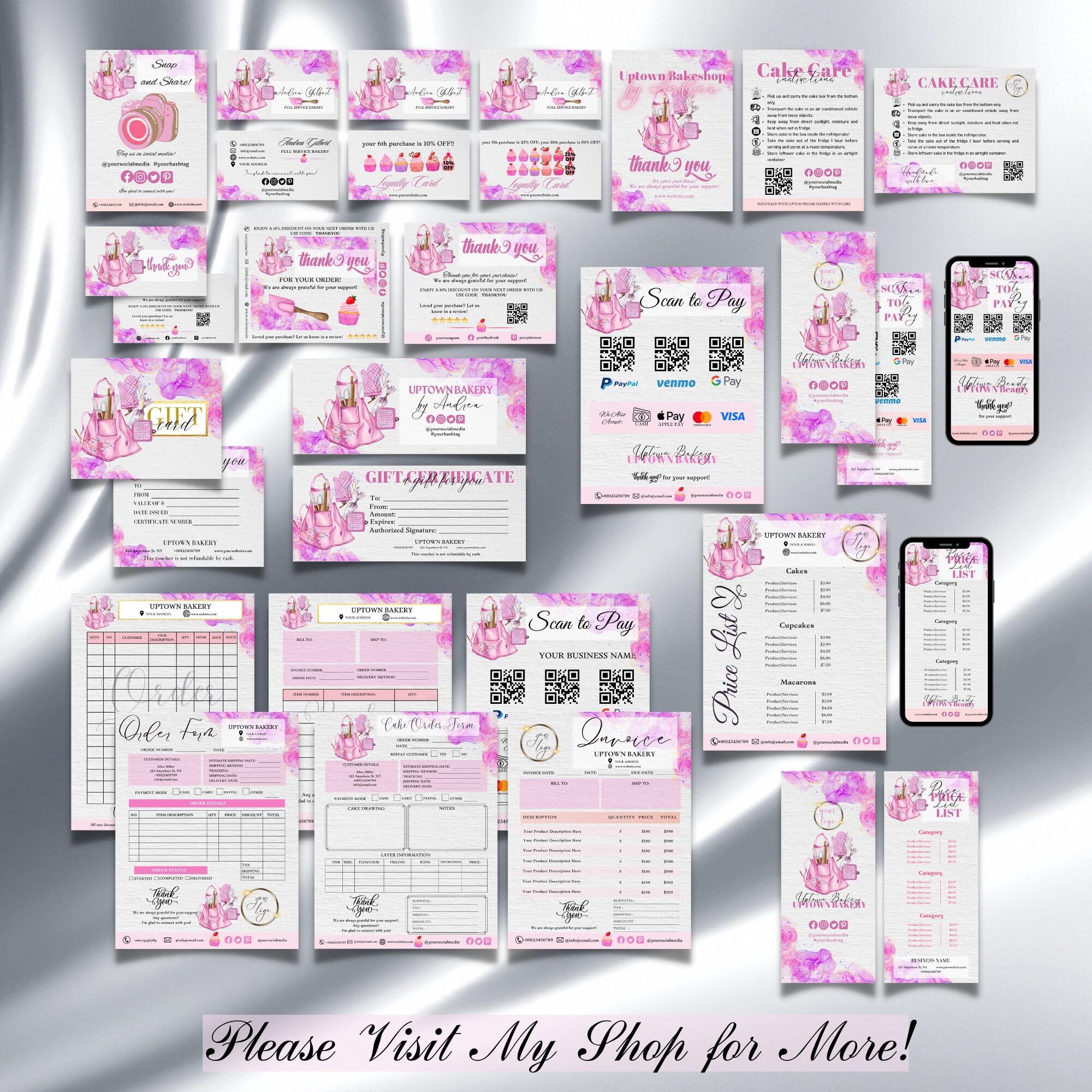 BAKERY Price List Template, Editable Modern Pricing Guide, Instagram