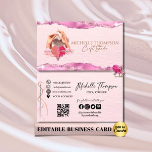 MODERN Creative Watercolor CROCHET Business Card Template DIY Business Card Editable Printable Business Card Design Yarn Crochet Artist
