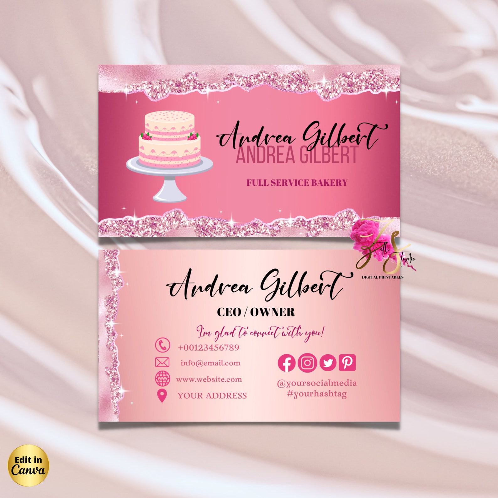 MODERN Creative Bakery Business Card Template Custom Cake DIY - Etsy