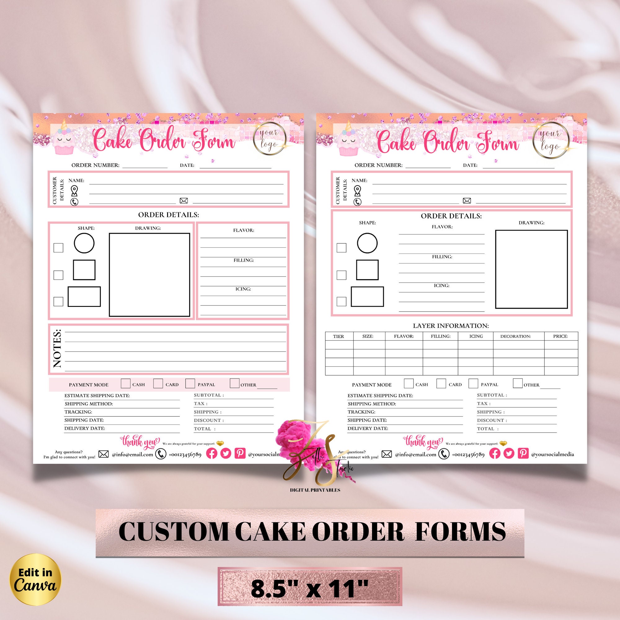 EDITABLE Modern Business Form Templates Order Tracker Form - Etsy