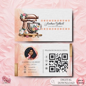 MODERN GOLD Bakery Business Card Template DIY Custom Cake Business Card Editable Printable  Business Card Design Cake Treats Business Card