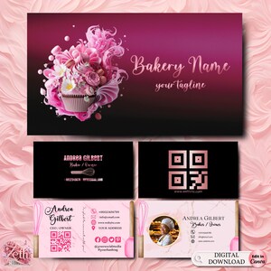 MODERN Pink Bakery Business Card Template DIY Custom Cake Business Card Editable Printable  Business Card Design Wedding Cake Business Card