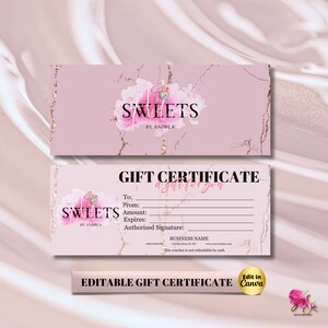Custom Cake Bakery Editable Gift Certificate Template, Modern Gift Voucher Template Printable, DIY Gift Card, Add Logo Cake Bakery Business