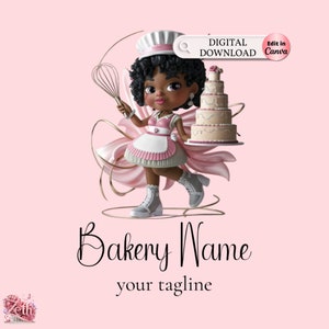 Chibi Girl Bakery logo, Chibi Baking logo, Stylish Custom Pastry Logo, Cake Logo, Cupcake Logo, Modern Logo, Bakeshop Logo Professional Logo