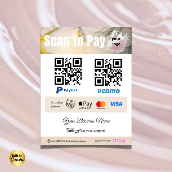 Gree Scan To Pay Template Printable Payment Sign QR Code Etsy