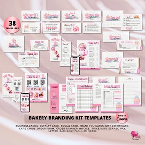 CAKE Business MODERN EDITABLE Branding Kit Business Printable Thank you Gift Card Care Card Price List Invoice Order Forms Bakery Business