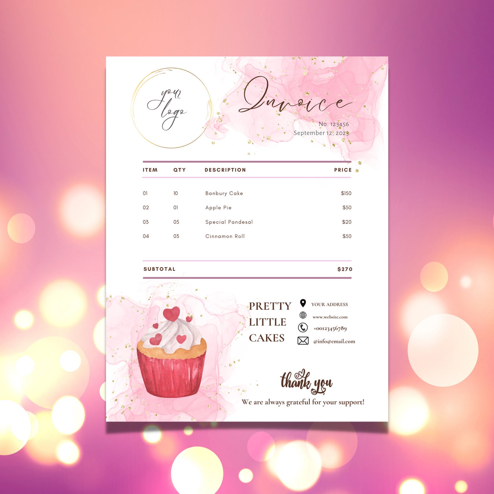 Cake Invoice Template Editable Custom Order Form Printable Etsy Hong Kong