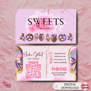 Bakery Cake Treats Business Card Template, DIY Business Card, Editable Printable Business Card Design, Cake Treats Business Card, Canva Edit