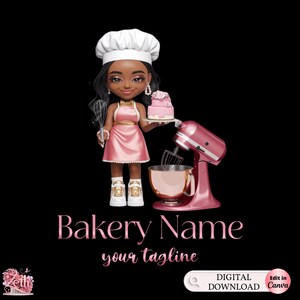 Chibi Girl Bakery logo, Chibi Baking logo, Stylish Custom Pastry Logo, Cake Logo, Cupcake Logo, Modern Logo, Bakeshop Logo Professional Logo