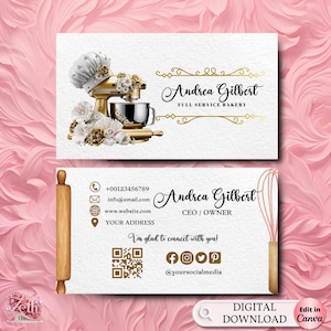 MODERN Gold Bakery Business Card Template DIY Custom Cake Business Card Editable Printable  Business Card Design Cake Business Card