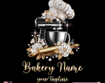 Gold Black Bakery Logo, Baking Logo, Stylish Custom Pastry Logo, Cake Logo, Cupcake Logo, Modern Logo, Bakeshop Logo Professional Logo Canva