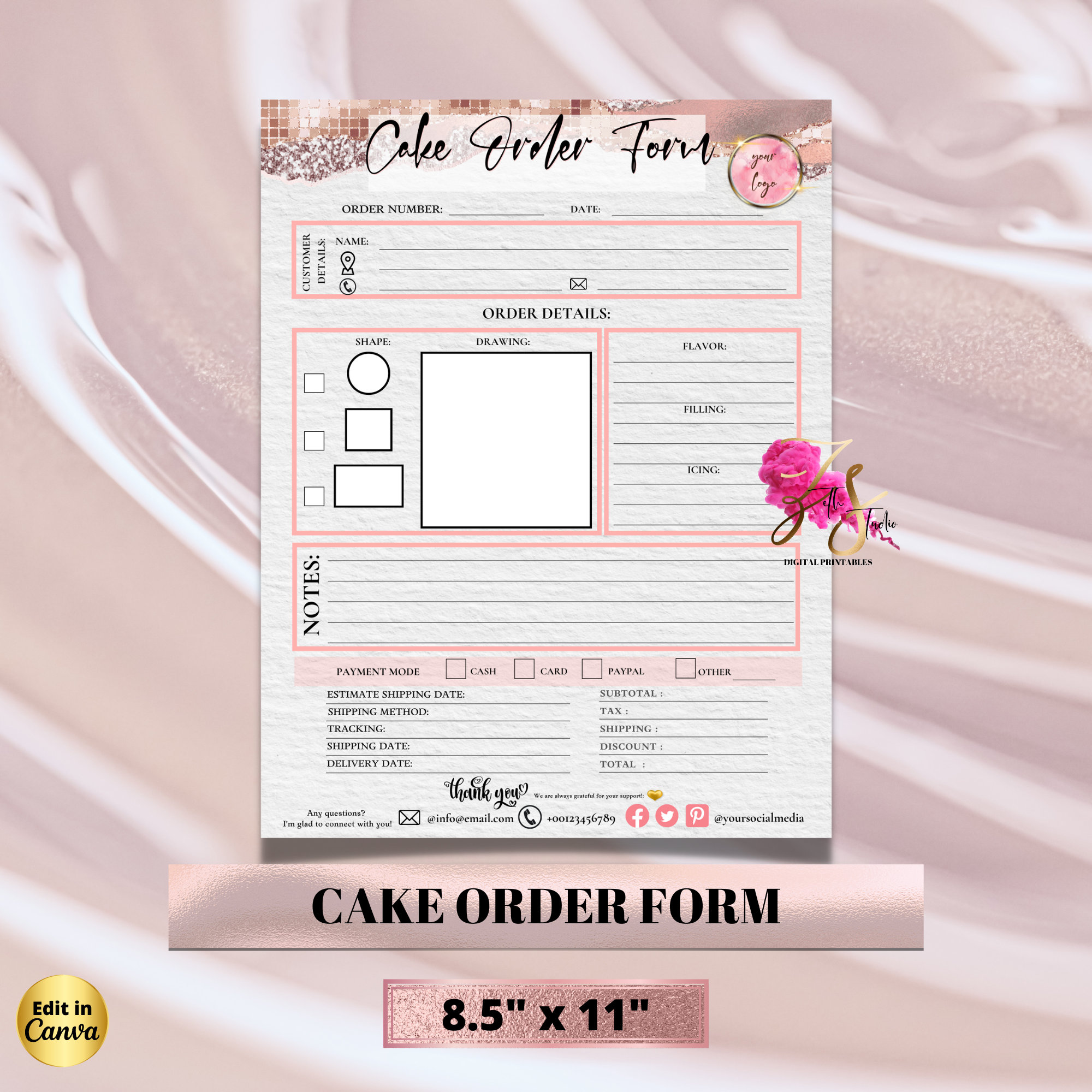 Editable Cake Order Form , Small Business Order Forms Template ...