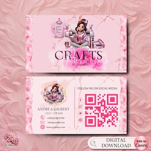 Crafting Business Card Design, Crafter Logo T-shirt Business Card, Heat Press Card, DIY Business Card, T-shirt Tumbler Maker Card Canva Edit