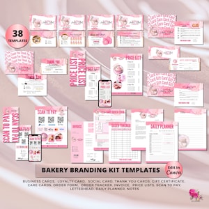 CAKE Business MODERN EDITABLE Branding Kit Business Printable Thank you Gift Card Care Card Price List Invoice Order Forms Bakery Business
