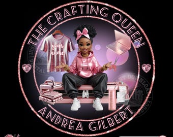 Pink Crafting Logo, Crafter Logo Primate T-shirt Design Business Logo, Heat Press Logo, DIY Logo, Custom Printing Logo, Crafting Logo, Canva