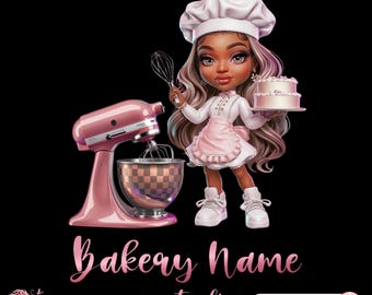 Chibi Girl Bakery logo, Chibi Baking logo, Stylish Custom Pastry Logo, Cake Logo, Cupcake Logo, Modern Logo, Bakeshop Logo Professional Logo