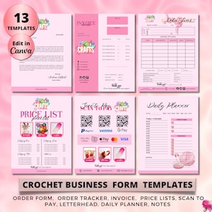 CROCHET EDITABLE Business Form Templates Order Tracker Form, Printable Invoice Delivery Note Form, Business Form Small Business Packing Slip
