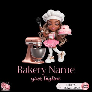 Chibi Girl Bakery logo, Chibi Baking logo, Stylish Custom Pastry Logo, Cake Logo, Cupcake Logo, Modern Logo, Bakeshop Logo Professional Logo