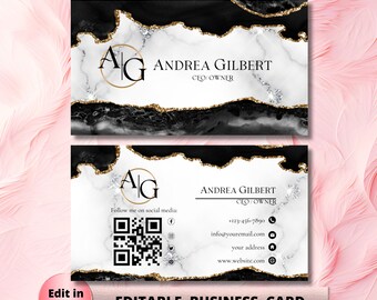 Editable Black Silver Business Card Template, Feminine Business Card, Business Card, DIY Business Card Canva Template Beauty Lash Nail Card