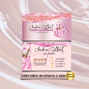MODERN Creative Pink Sparkle Bakery Business Card Template DIY Business Card Editable Printable Business Card Design Cake Business Card