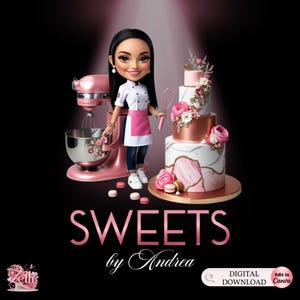 Chibi Black Hair Girl Bäckerei Logo, Backlogo, Stilvolles benutzerdefiniertes Gebäcklogo, Kuchenlogo, Cupcake-Logo, modernes Logo, Bakeshop-professionelles Logo