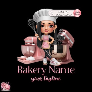 Chibi Girl Bakery logo, Chibi Baking logo, Stylish Custom Pastry Logo, Cake Logo, Cupcake Logo, Modern Logo, Bakeshop Logo Professional Logo
