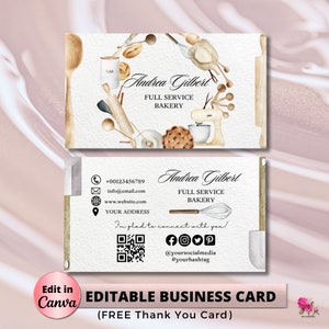 MODERN Creative BEIGE Watercolor Bakery Business Card Template DIY Business Card Editable Printable Business Card Design Cake Business Card