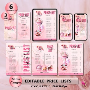 BAKERY Price List Template, Editable Modern Pricing Guide, Instagram Story Price List Template, DIY Bakery Cake Pricing Sheet Template