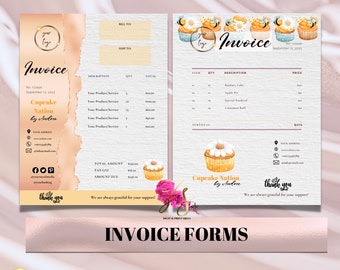 Cake Invoice Template Editable, Custom Order Form Printable for Small Business , Bakery Custom Cake Invoice, Instant Download, Add Your Logo
