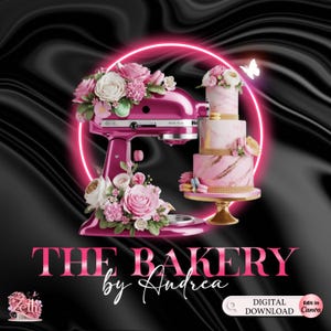 Pink Gold Bakery Logo, Baking Logo, Stylish Custom Pastry Logo, Cake Logo, Cupcake Logo, Modern Logo, Bakeshop Logo, Professional Logo Canva