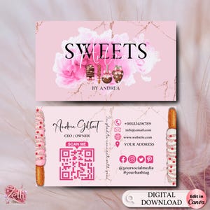 Bakery Cake Treats Business Card Template, DIY Custom Cake Business Card Editable Printable  Business Card Design Cake Treats Business Card