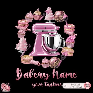 Pink Cake Bakery logo, Chibi Baking logo, Stylish Custom Pastry Logo, Cake Logo, Cupcake Logo, Modern Logo, Bakeshop Logo Professional Logo