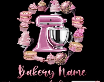 Pink Custom Bakery Logo, Bakery Shop Logo Canva Pro Template, Sweet Branding Editable Download