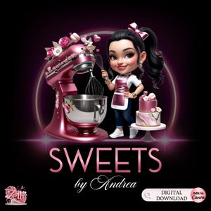 Chibi Black Hair Girl Bäckerei Logo, Backlogo, Stilvolles benutzerdefiniertes Gebäcklogo, Kuchenlogo, Cupcake-Logo, modernes Logo, Bakeshop-professionelles Logo