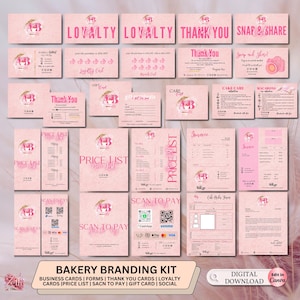 CAKE Business MODERN EDITABLE Branding Kit Business Printable Thank you Gift Card Care Card Price List Invoice Order Forms Bakery Business