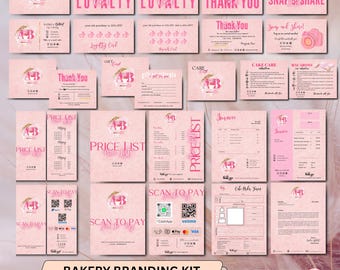 CAKE Business MODERN EDITABLE Branding Kit Business Printable Thank you Gift Card Care Card Price List Invoice Order Forms Bakery Business