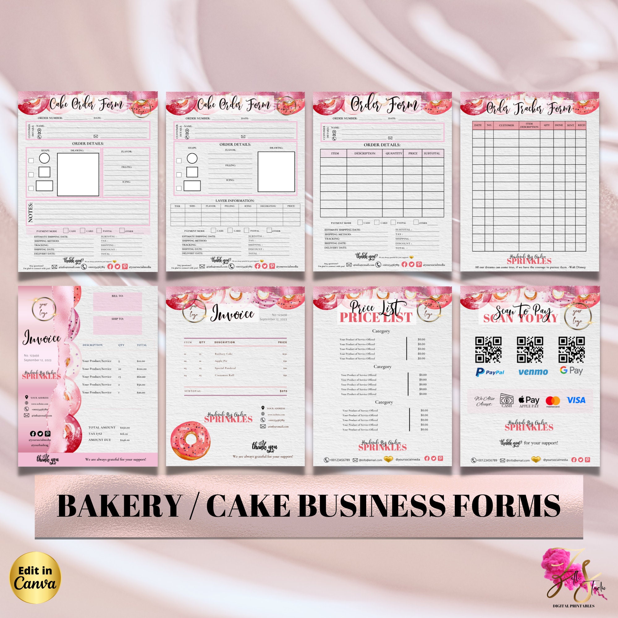 EDITABLE Modern Business Form Templates Order Tracker Form - Etsy